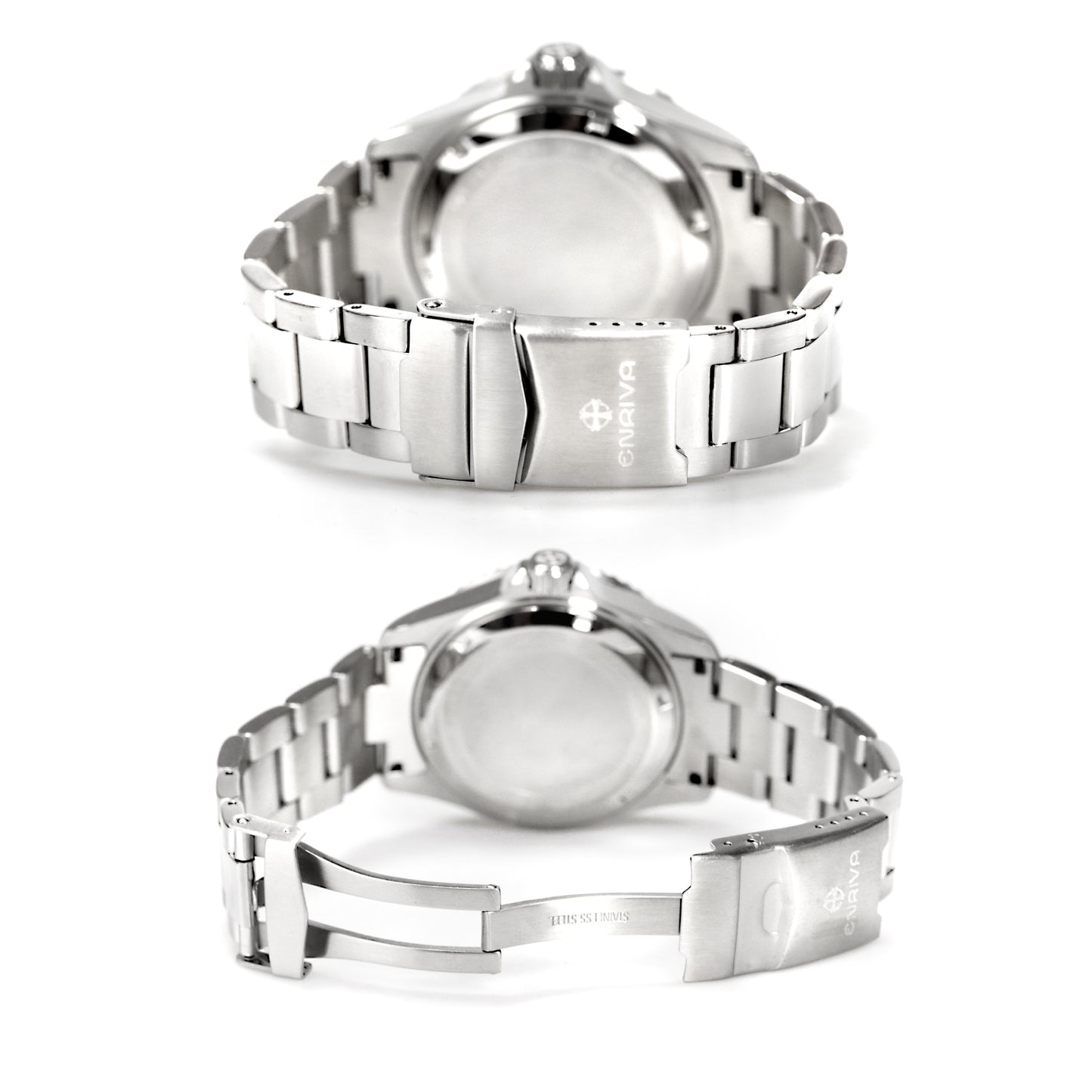 ENRIVA Men's 200m Water-Resistant Diver Automatic Watch with Stainless Steel Band,Pro Japanese Self Wind Watch for Men with 3-Hand Date Calendar,Rotating Bezel and Luminous Hands,Navy