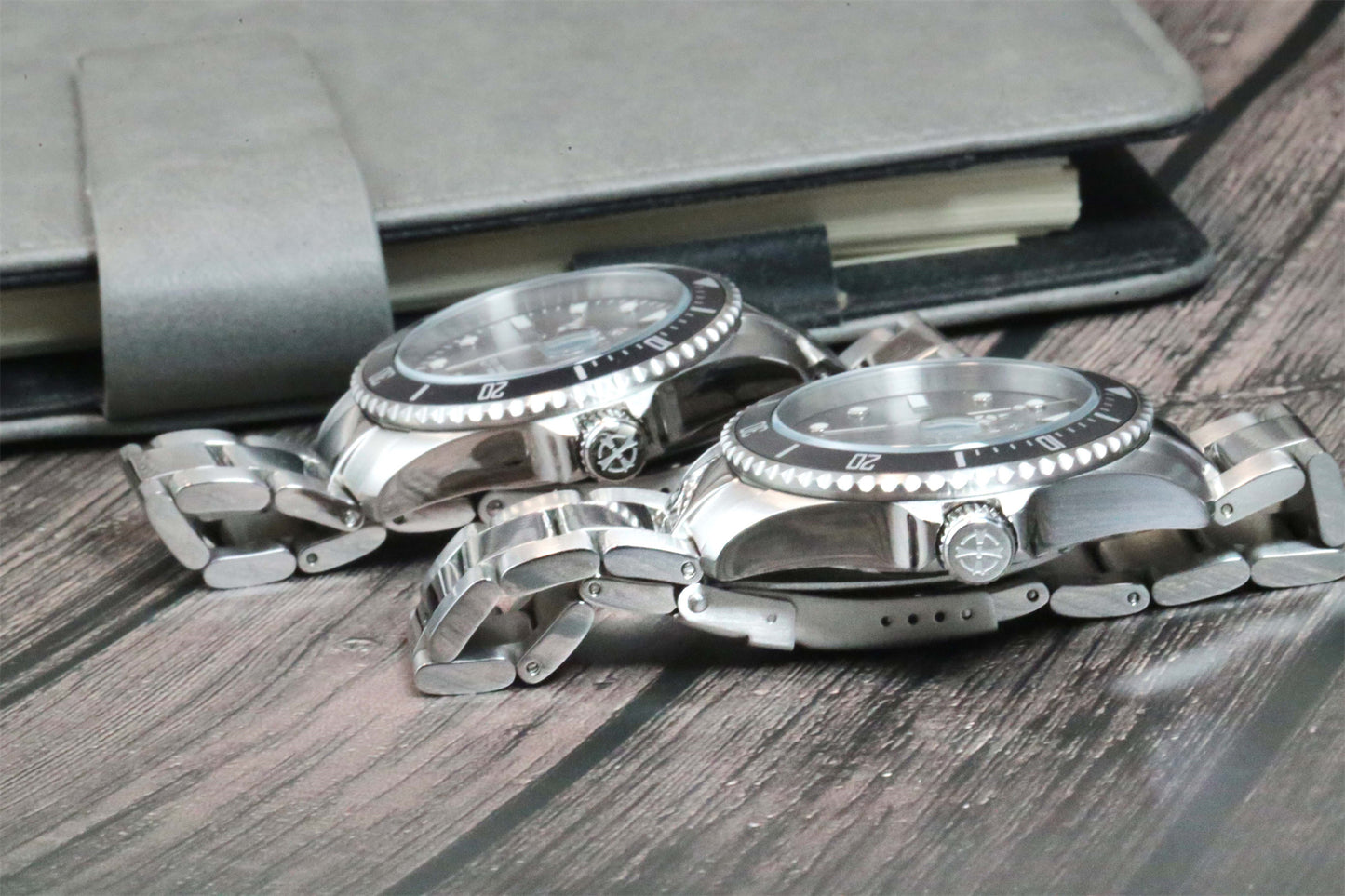 ENRIVA Men's 200m Water-Resistant Diver Automatic Watch with Stainless Steel Band,Pro Japanese Self Wind Watch for Men with 3-Hand Date Calendar,Rotating Bezel and Luminous Hands,Silver