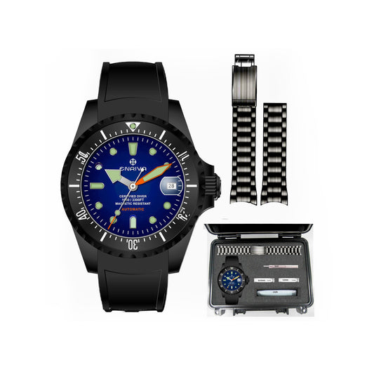 ENRIVA Men's Automatic 1000m Pro Dive Mens Watch Rotating Ceramic Bezel Diving Watches for Men-Blue