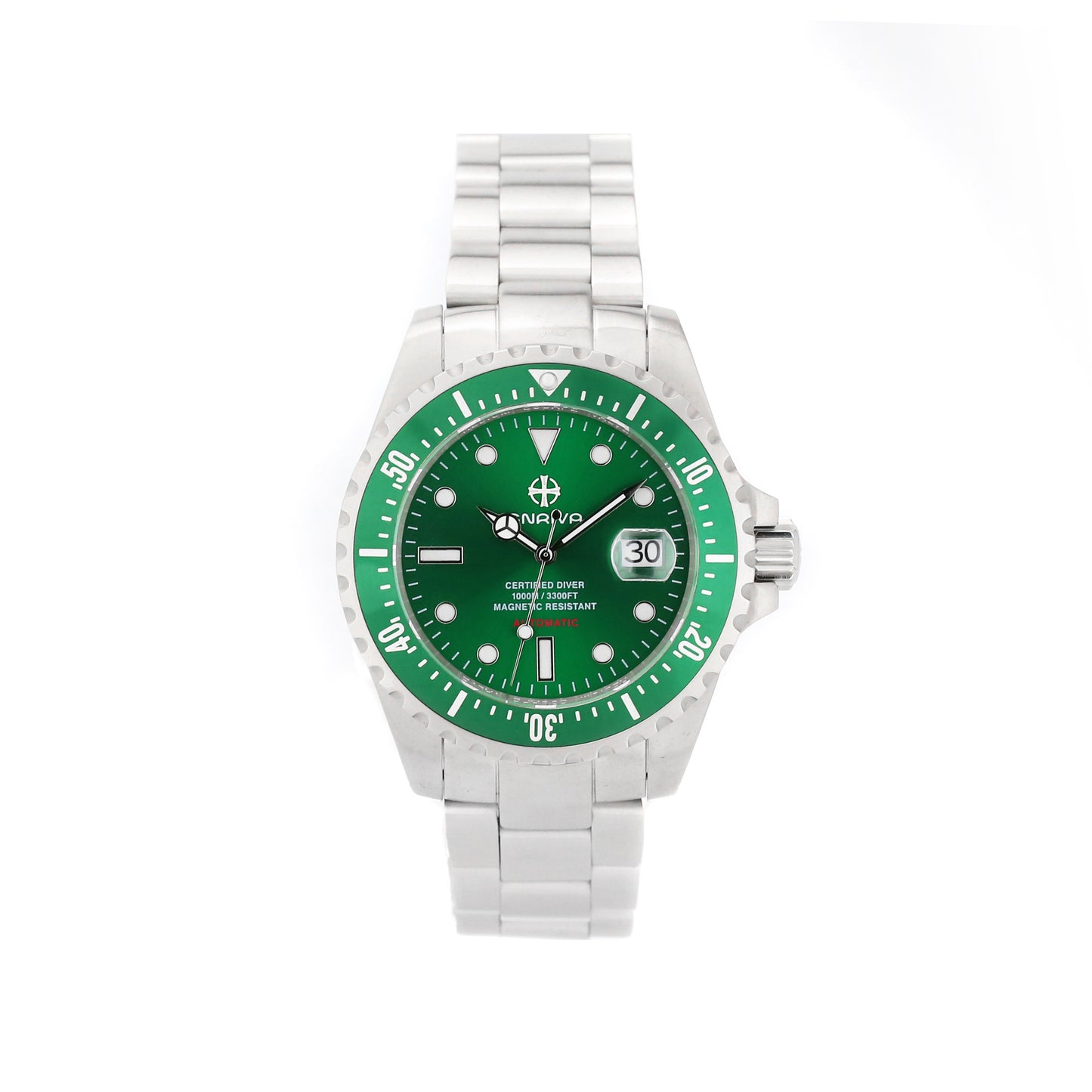 ENRIVA Men's 1000m Automatic Pro Diver Watch Aluminium Bezel Diving Watches Self-Wind Professional Diver Watches for Men-Green