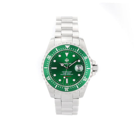 ENRIVA Men's 1000m Automatic Pro Diver Watch Aluminium Bezel Diving Watches Self-Wind Professional Diver Watches for Men-Green