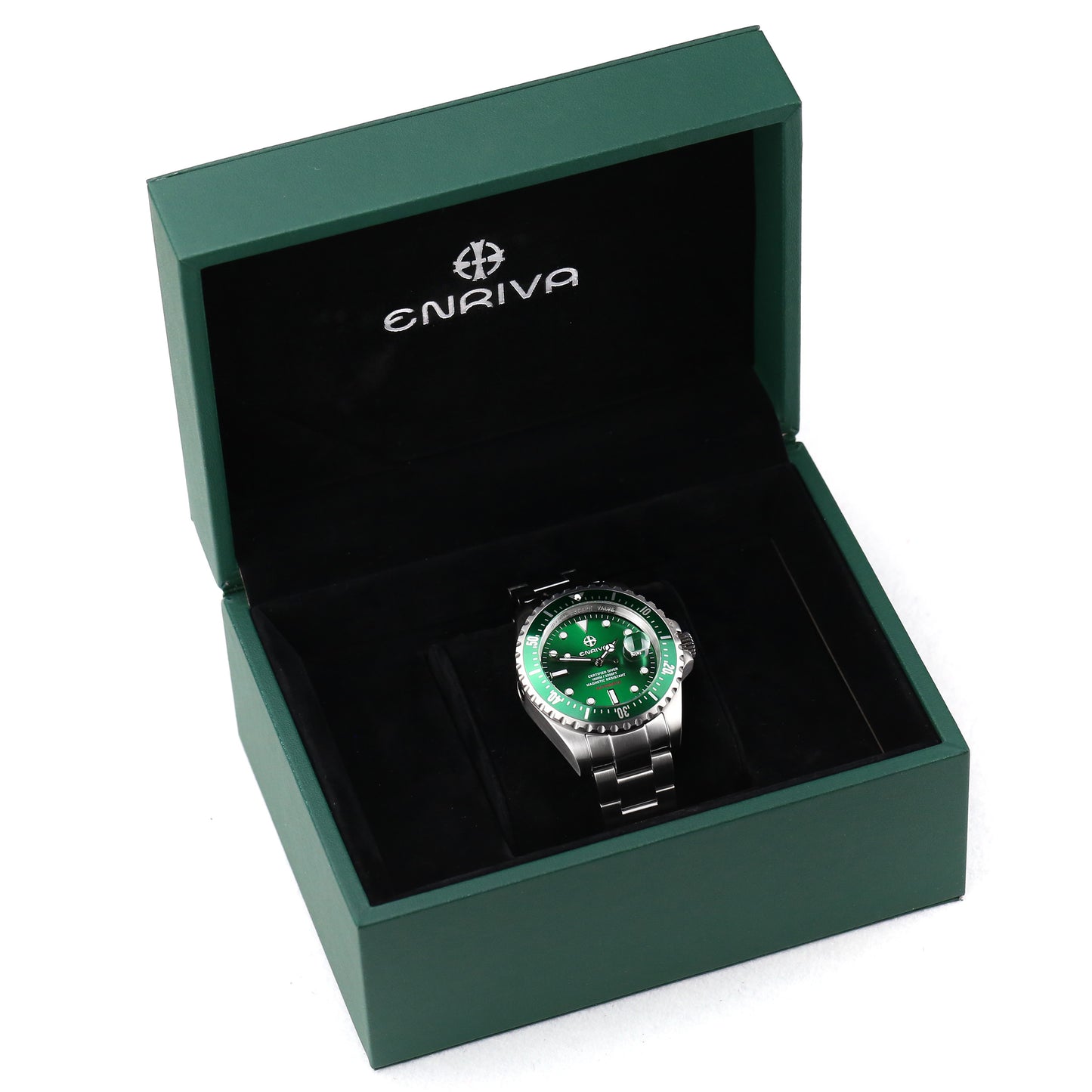 ENRIVA Men's 1000m Automatic Pro Diver Watch Aluminium Bezel Diving Watches Self-Wind Professional Diver Watches for Men-Green