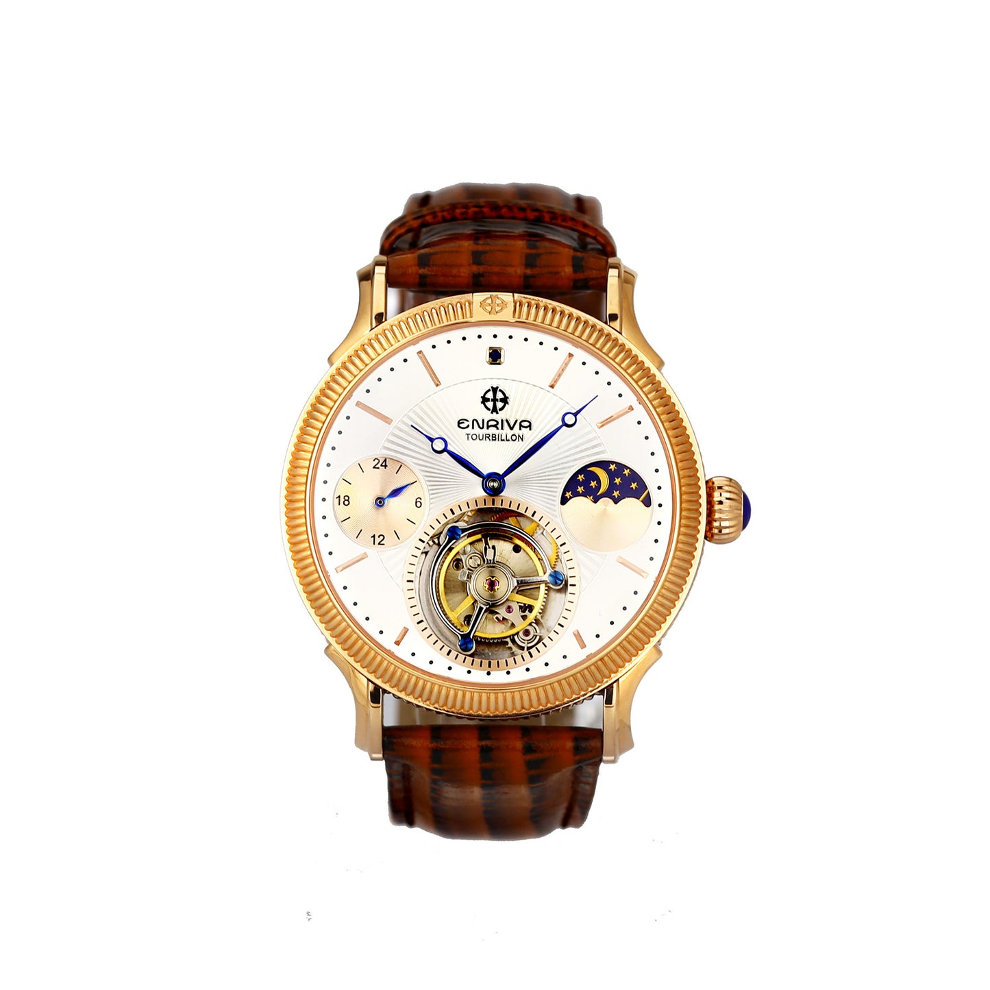 ENRIVA Automatic Self-Winding Mechanical Tourbillon Watch - Skeletonized Face