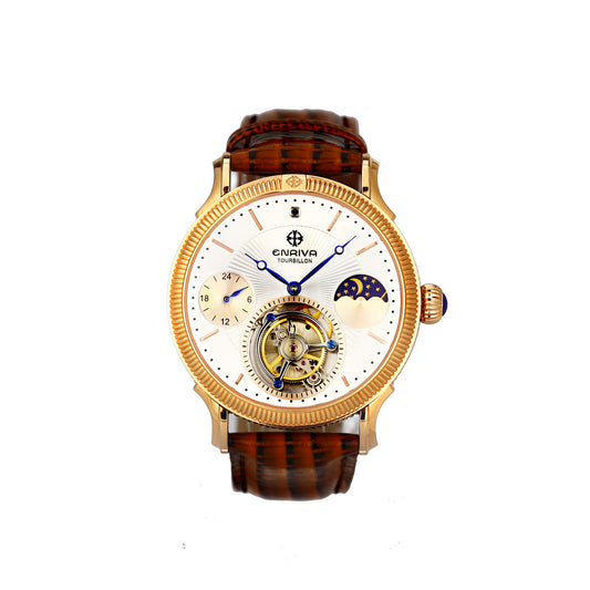 ENRIVA Automatic Self-Winding Mechanical Tourbillon Watch - Skeletonized Face